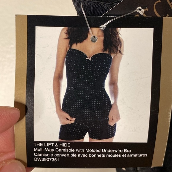 Sheer Iridescent The Lift & Hide Black  Polka Dot Camisole Molded Underwire Bra - Picture 8 of 11